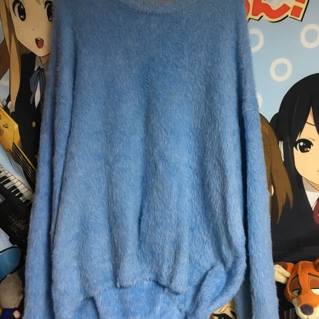 노매뉴얼 크롭 헤어 니트 스카이블루