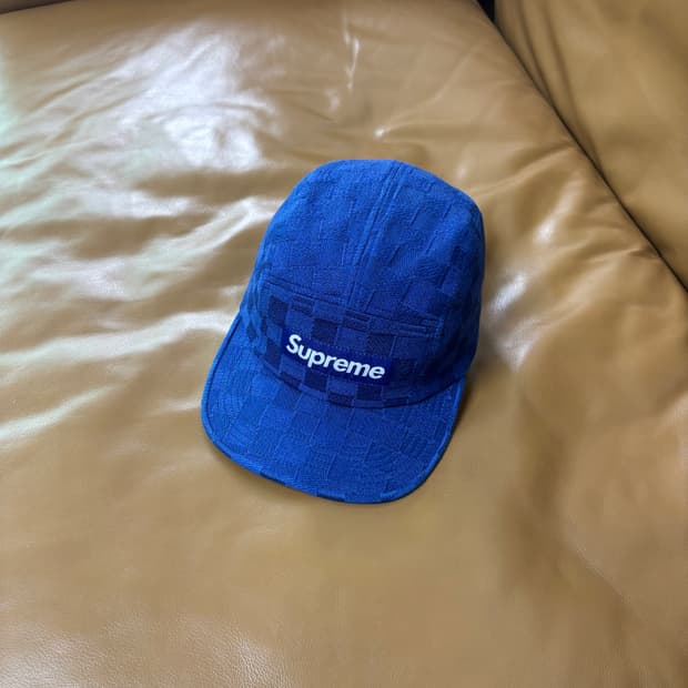 Supreme 슈프림 캠프캡 모자 (Checkerboard Navy)