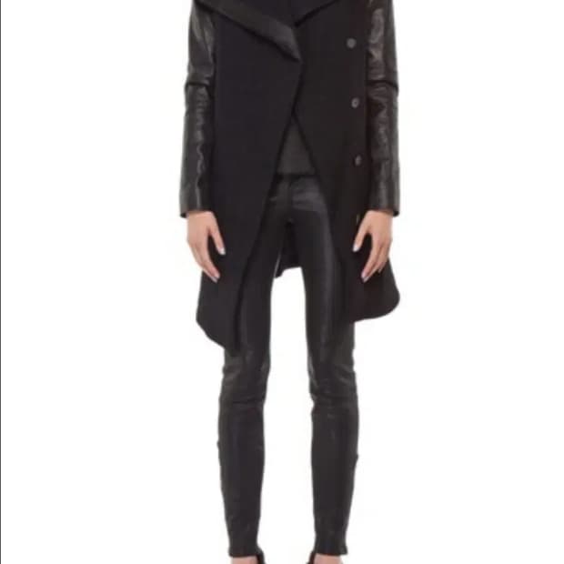 헬무트랭 양가죽,울 숄카라 코트 S _ 여성