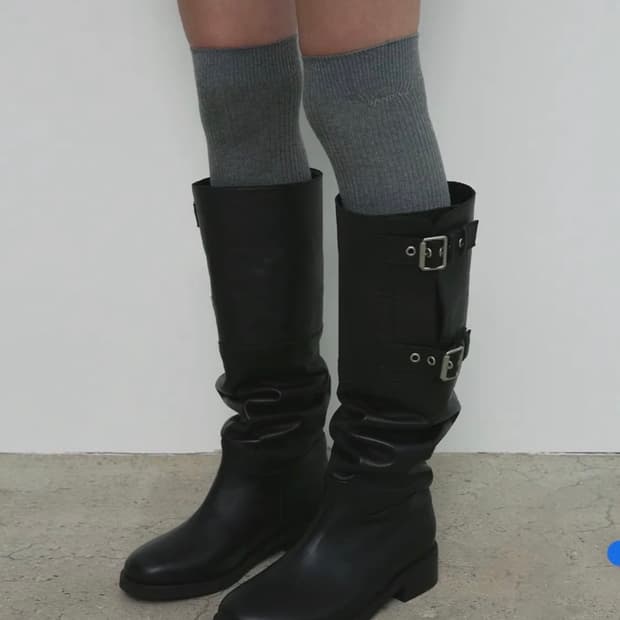 샌드릭 레더 버클 롱 부츠