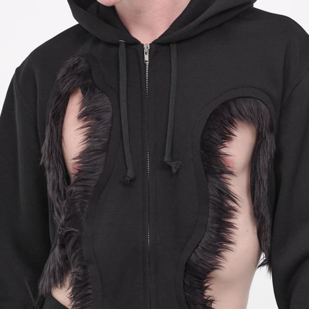 꼼데가르송 옴므플러스 하드데미지 프린지 후드집업 M