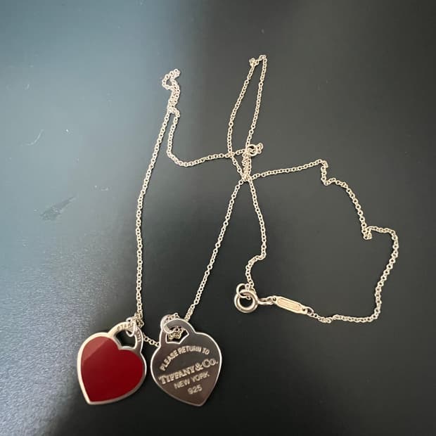 티파니 리턴 투 티파니 더블 하트 목걸이 레드