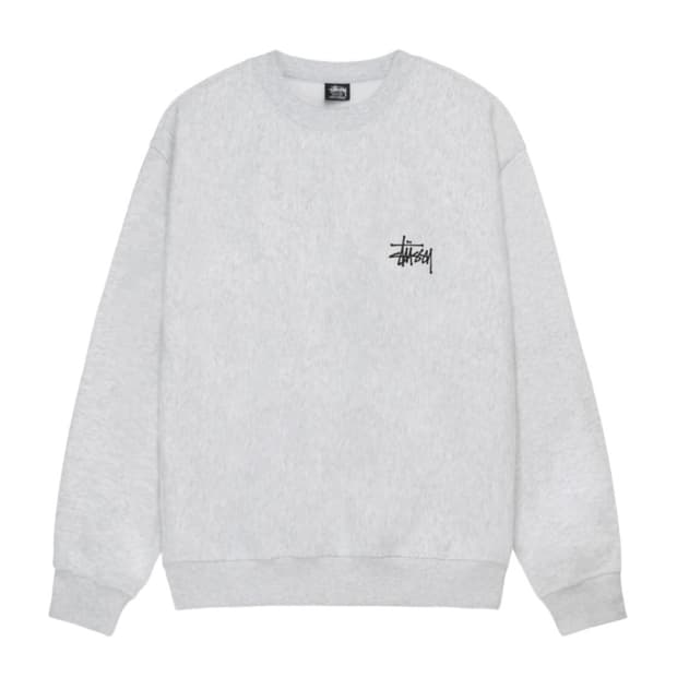 스투시 베이직 크루넥 맨투맨 애쉬 헤더