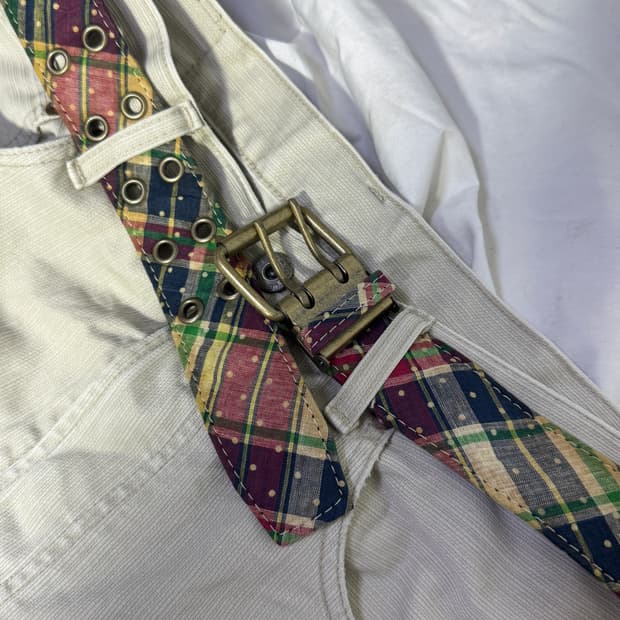빈티지 도트 체크 패턴 벨트
