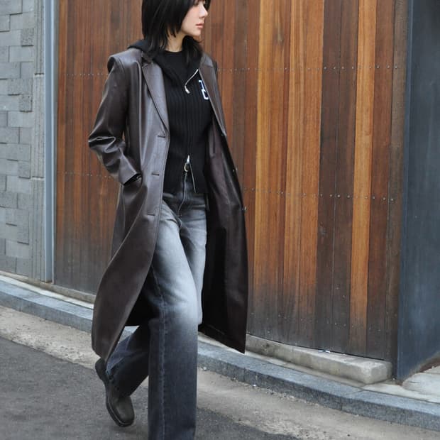 TUDE VEGAN LEATHER LONG COAT