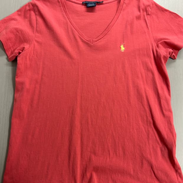 폴로 랄프 로렌 레드 브이넥 반팔