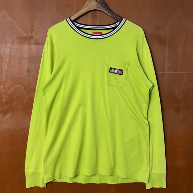 슈프림 16FW flags LS pocket 롱슬리브 티셔츠