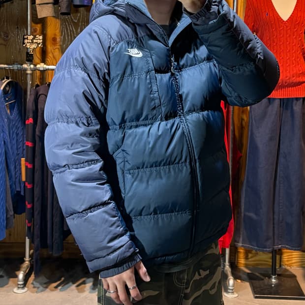 M 나이키 스펠링 스우시 다크네이비 후디 패딩