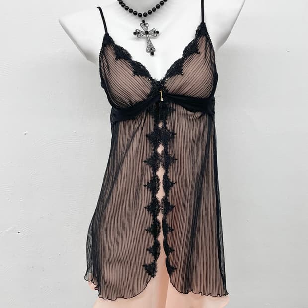 블랙 핑크 레이어드 슬립