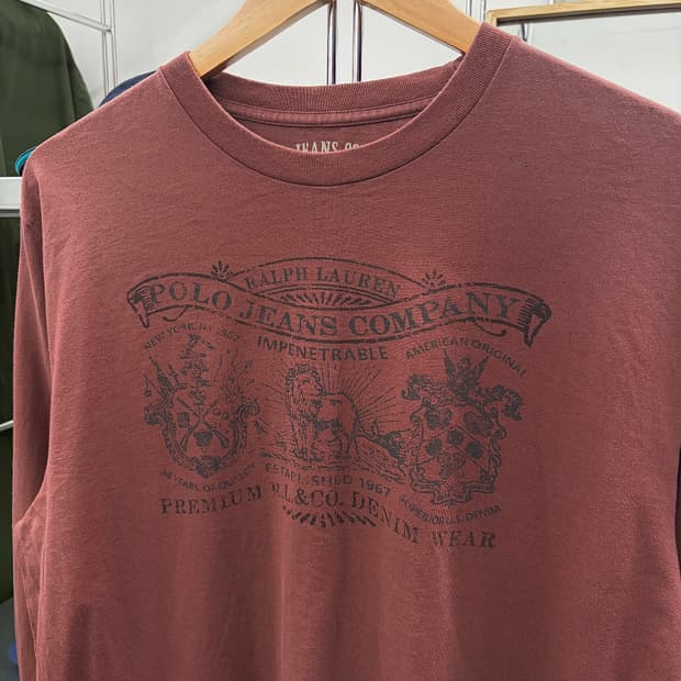 랄프로렌 폴로 진스 버건디 롱슬리브 티셔츠 (L)
