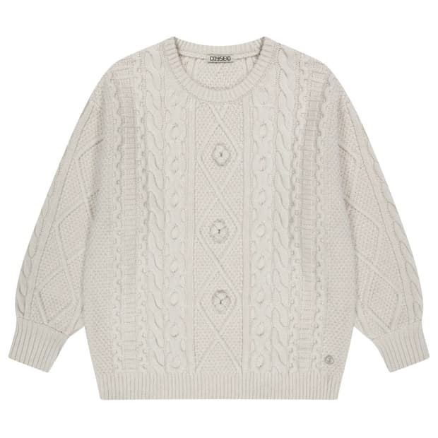 POMPOM CABLE KNIT IVORY