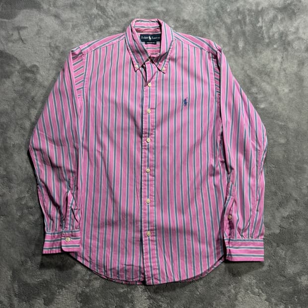 폴로 랄프로렌 커스텀핏 핑크 스트라이프 셔츠