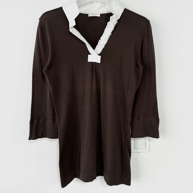 LIAPULL 투톤 오픈 칼라 니트