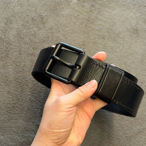 폴로 랄프로렌 디스크 블랙 레더 벨트 처분 새상품급 