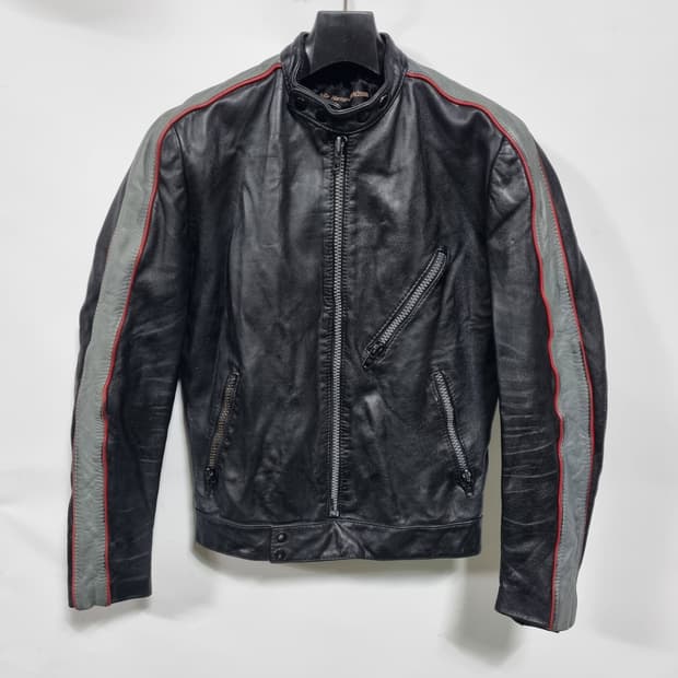 빈티지 (AMF)할리데이비슨 블랙 가죽 라이더 자켓 S