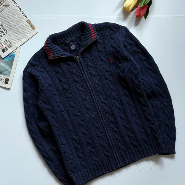 Polo 폴로랄프로렌 네이비 꽈배기 집업