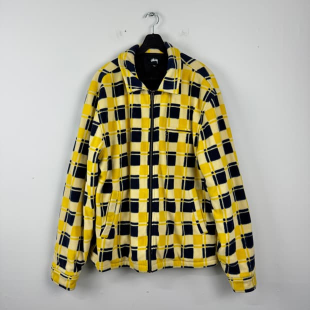 Stussy 스투시 brent polar 체크 플리스 자켓 L