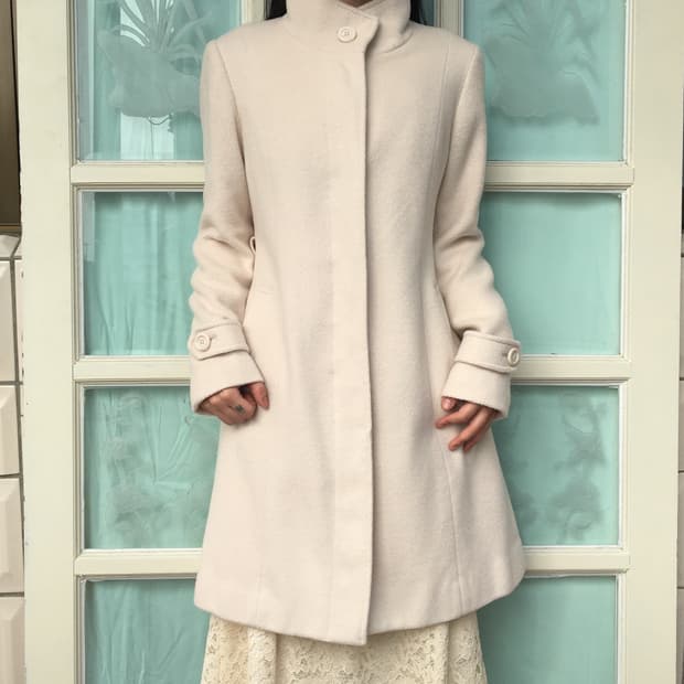 Belted high neck coat