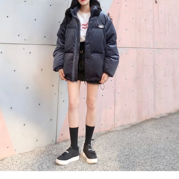 널디 큐드로이 벨벳 다운팡팡 패딩자켓