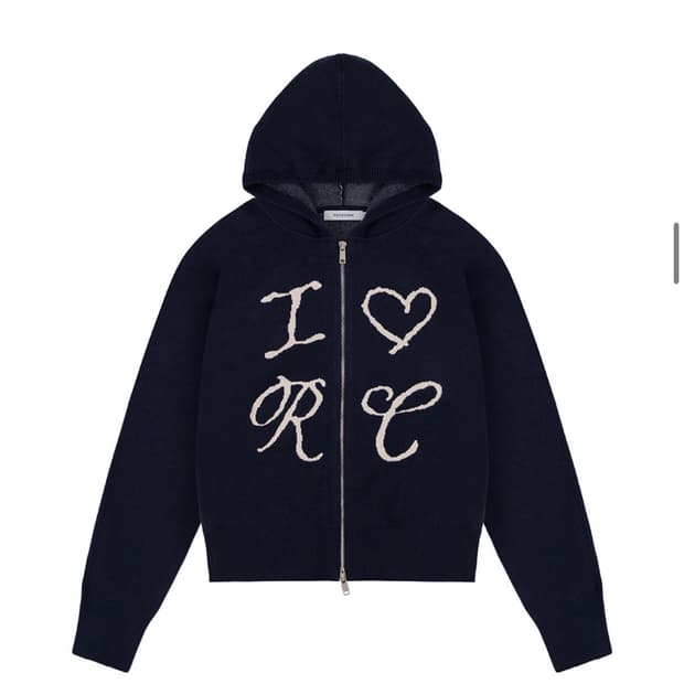 락케이크 니트 집업 Heart Knit Zip Up Hoodie