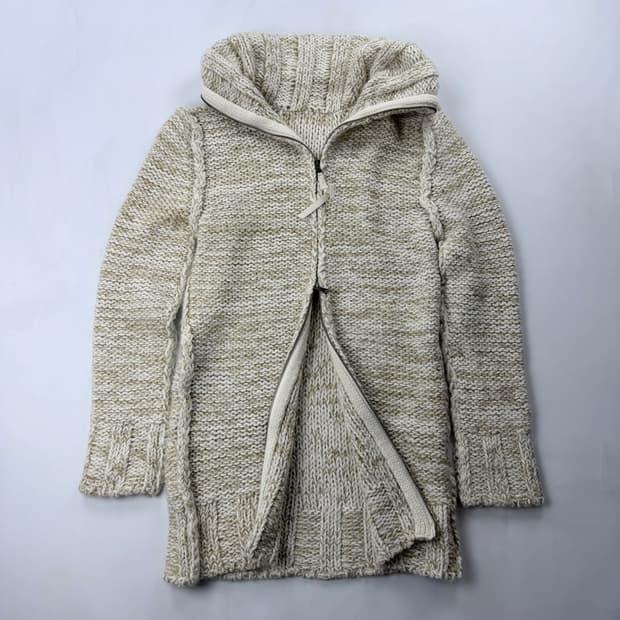 돌체앤가바나 하이넥 롱 립 울&모헤어 풀 집업 가디건