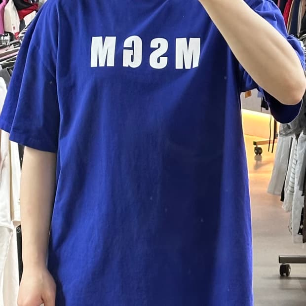 🌟MSGM 빅로고 반팔 티셔츠 블루 XL🌟