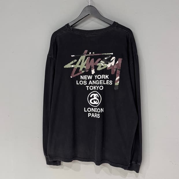 90s 올드 스투시 카모 월드투어 롱슬리브