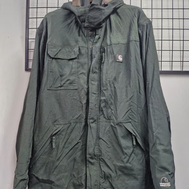 110XXL 칼하트 빈티지 쇼어라인 나일론 바람막이 자켓(짙은녹색)