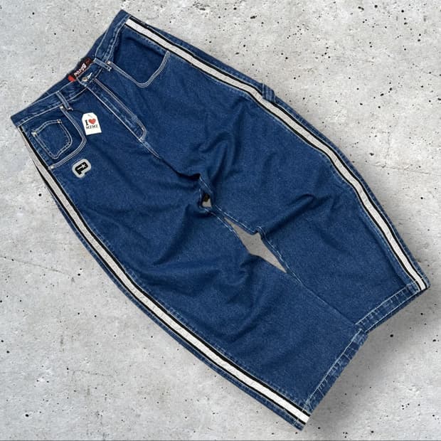 [36x32] 힙합퍼 Plugg 청바지 라인 트랙 팬츠