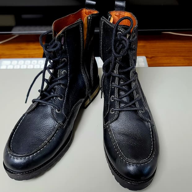 프랑스 브랜드 파토가스 천연가죽 레이스업 부츠(265), 블랙