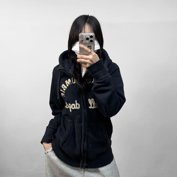 아베크롬비 아치 로고 후드집업 네이비