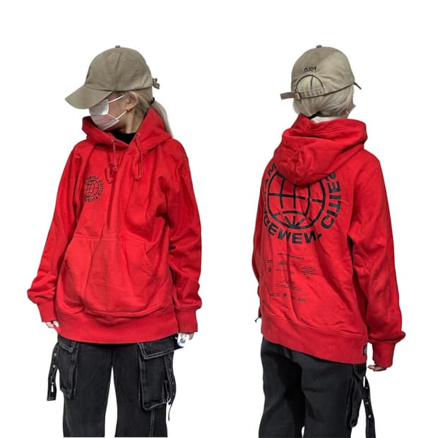 Lmc 레드 오버핏 빅 로고 후드티 M