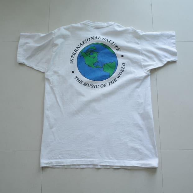 90s USA 프룻오브더룸 지구 프린팅 싱글스티치 티셔츠