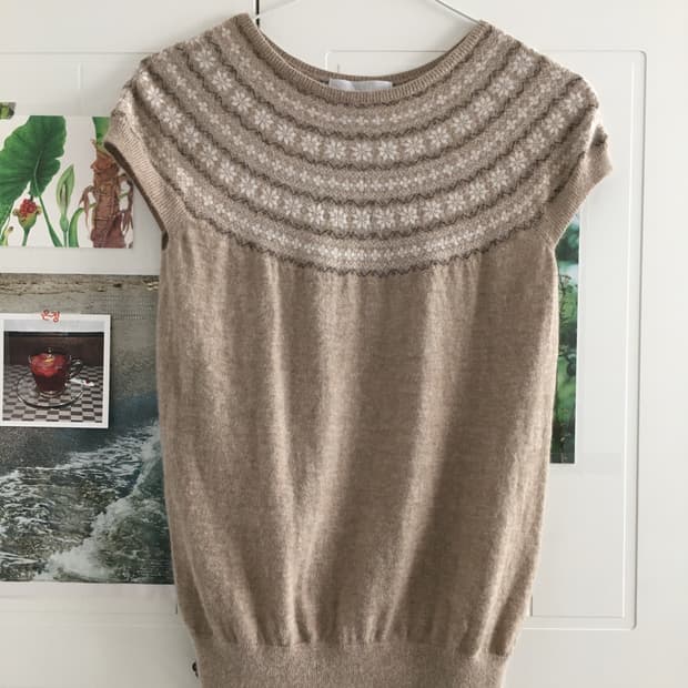 빈티지 모리걸 베이지 눈꽃 하구미 레이어드 베스트 조끼 니트