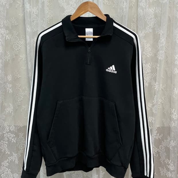 L) 아디다스 트랙탑 반집업 기모 맨투맨 블랙