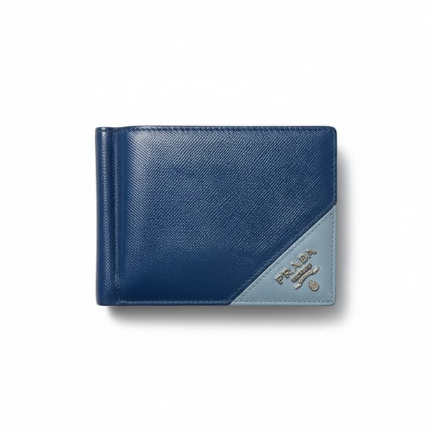 [정품] 프라다 사피아노 투톤 레더 머니클립 카드지갑