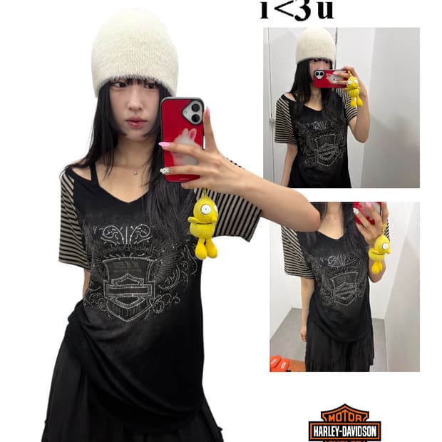 할리데이비슨 글리터 디테일 반팔티