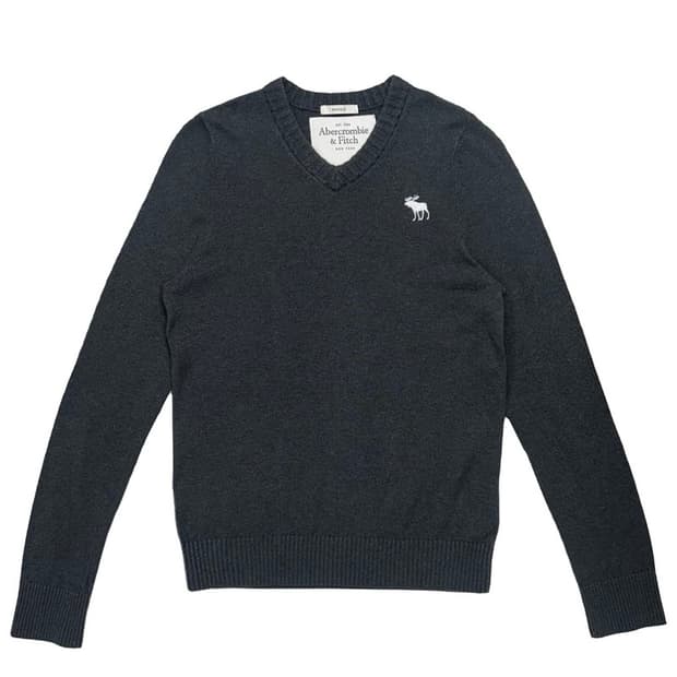 ABERCROMBIE & FITCH 다크그레이 캐시미어 브이넥 니트 S