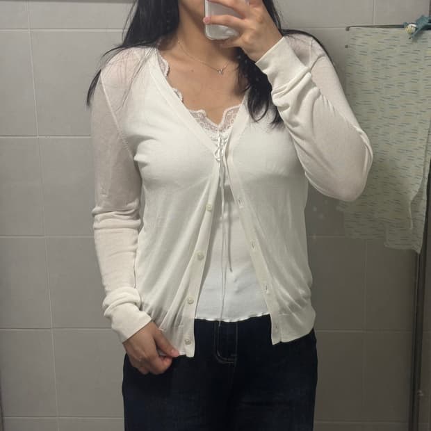 일본 유니클로 텐셀 여름 브이넥 가디건 (L)