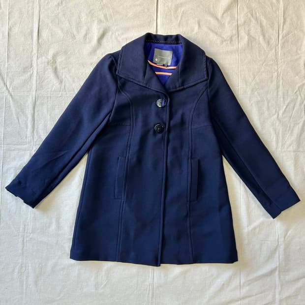 네이비 배색 저지 아우터 코트