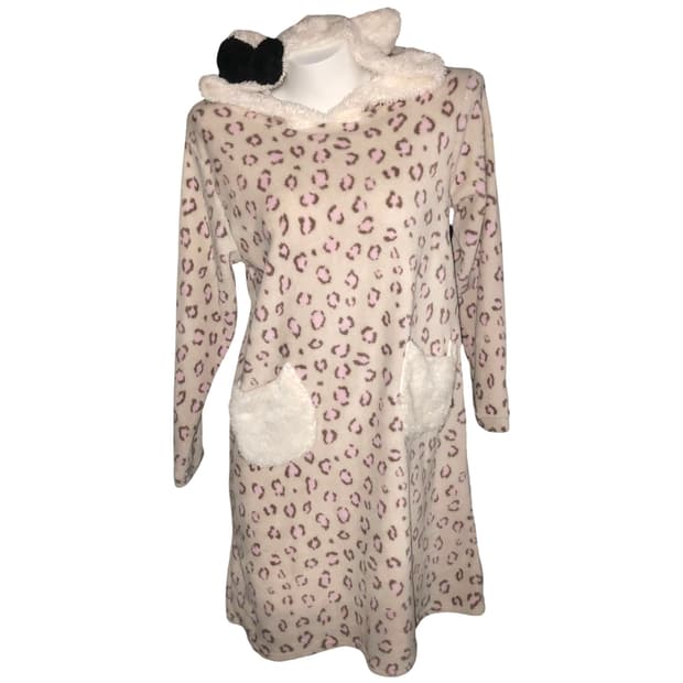 호피 폼폼 퍼 리본 고양이 파자마 룸웨어 원피스 달천