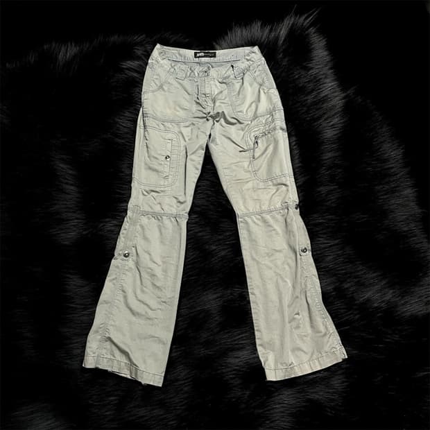 부츠컷 로우라이즈 카고팬츠 아메카지