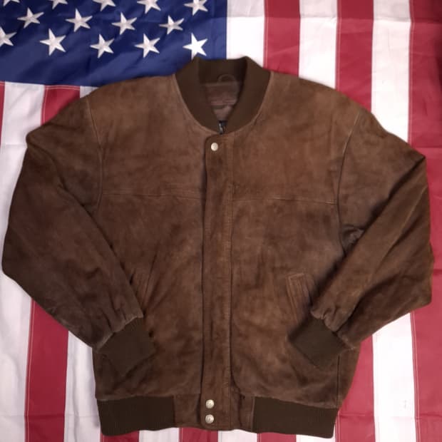 오리지날 80's 국내산 런던포그 리얼 산양 스웨이드 블루종 자켓