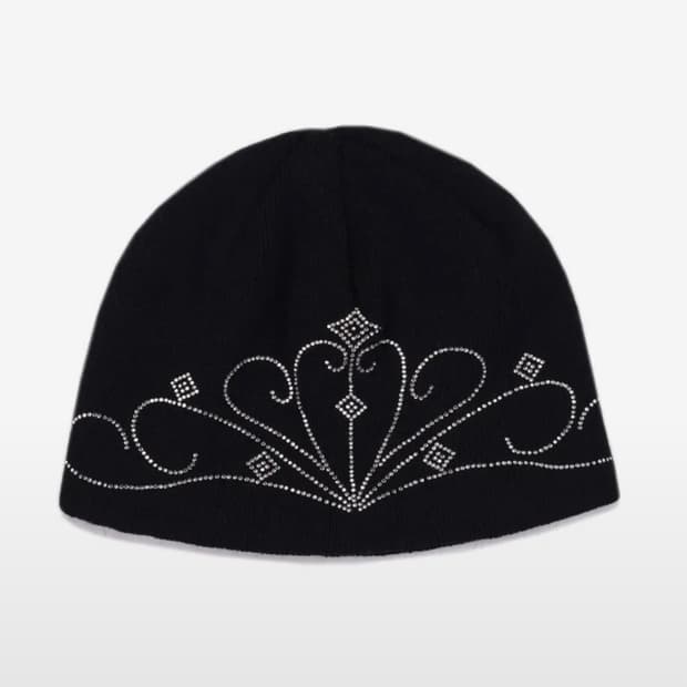 스터드 비니,ANGORA HOTFIX KNIT BEANIE (BLACK)
