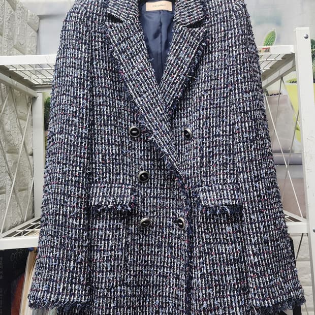 씨씨콜렉트 여성 트위드자켓 55 간절기 프린지 더블자켓 WM08