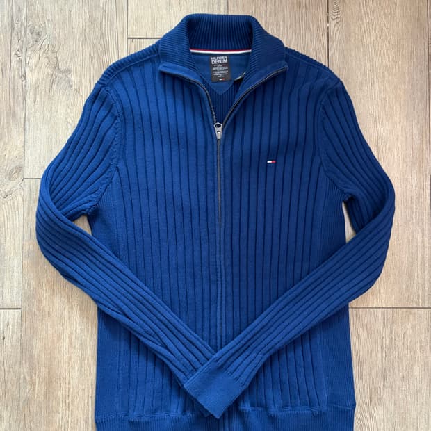 타미힐피거 데님 니트 집업 네이비(L)