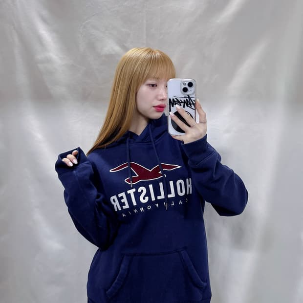 홀리스터 네이비 빅로고 후드 