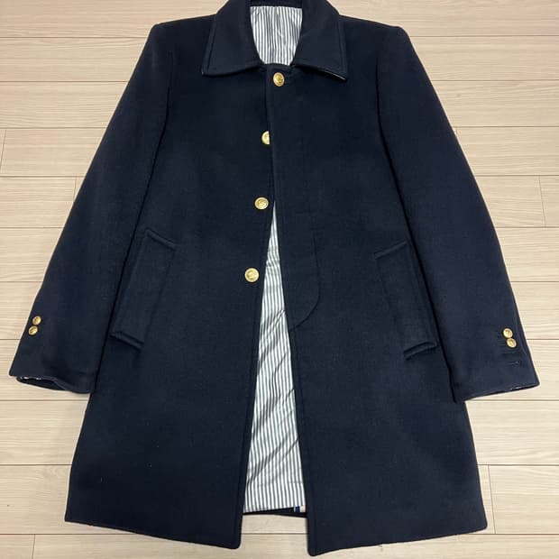 울·캐시미어 혼방 클래식 발마칸 코트 / 네이비 / 50