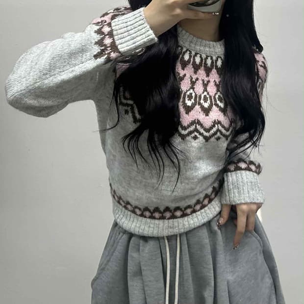 후아유 노르딕 걸즈 크루넥 울 니트(S)