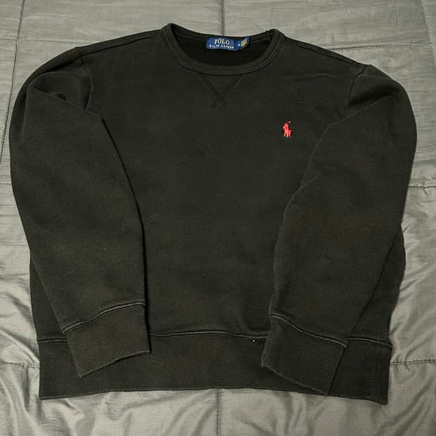 [정품] 폴로 랄프 로렌 기모 맨투맨 (블랙/레드포니) - M사이즈